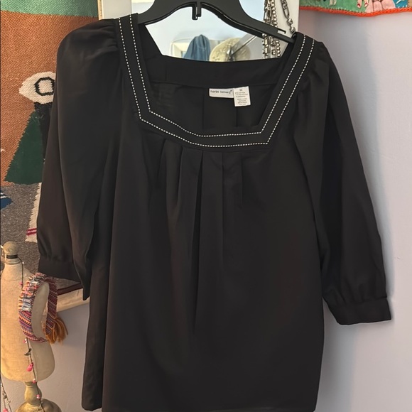 Harve Benard Tops - Harve Benard Black Boxy Blouse with Sailor Collar